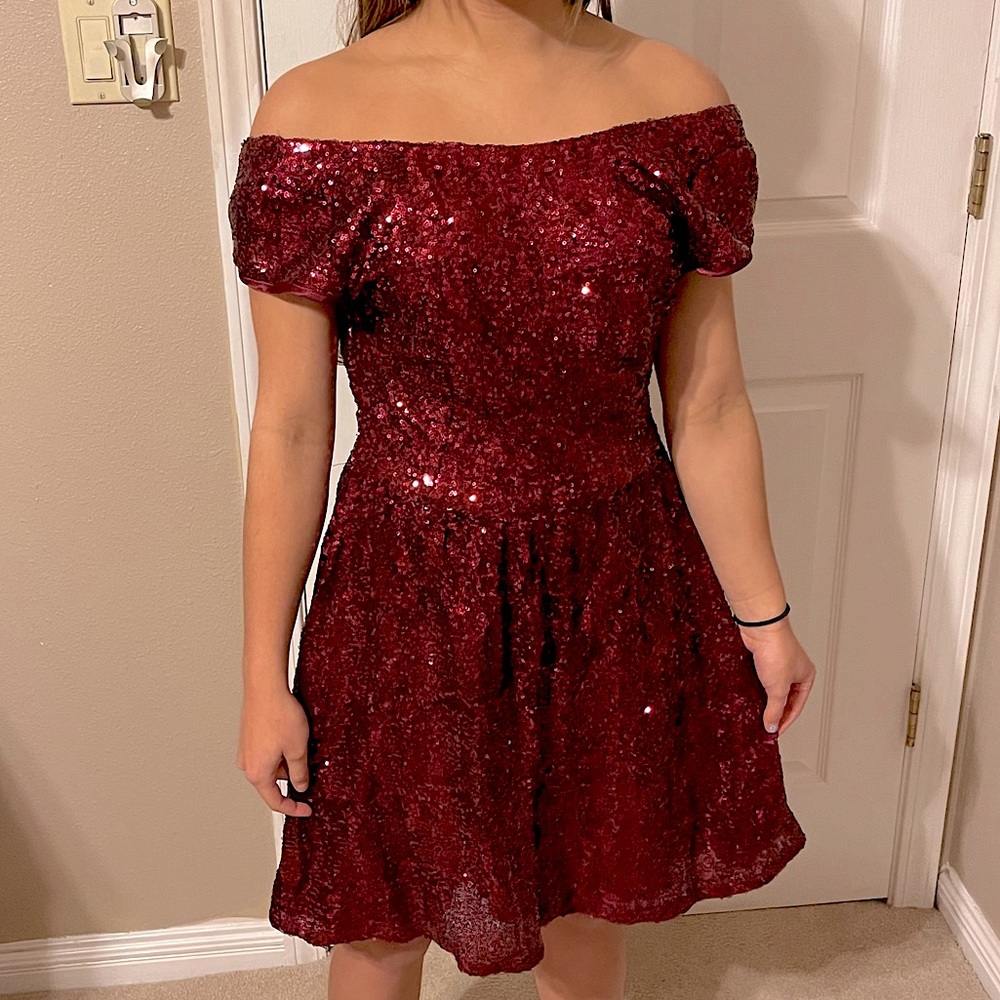 B Darlin Red Sequin Dress